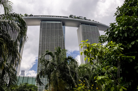 view of the marina bay sand hotel from the garden singapore. asia. future.のeditorial素材