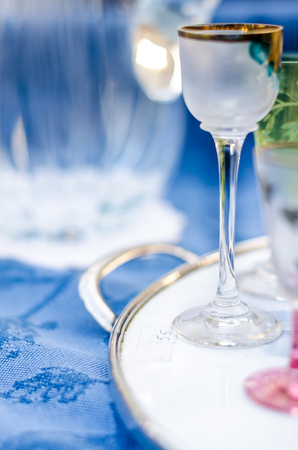 group of small glass on the table.の写真素材