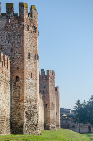 view of the middle ages wall of mantegnana, small traditional village in italy.のeditorial素材