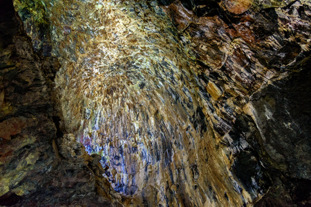 view of the cave algar do cavalho an hole in the heart of the earth. terceira, azore, portugal