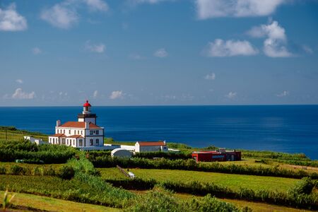 landscape of the lighthouse in sao miguel, azores portugalの写真素材