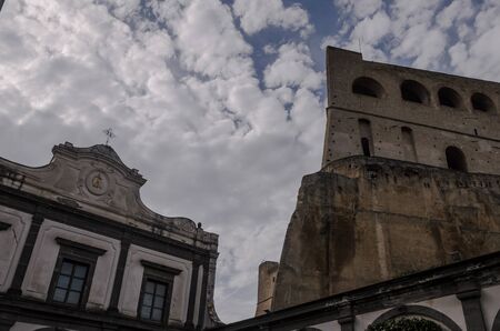 view of castel saint elm , in naples. italyの写真素材