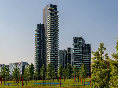 with of the new Milan skyline from the park