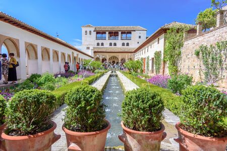 generalife's garden in alhambra, granada, spain.