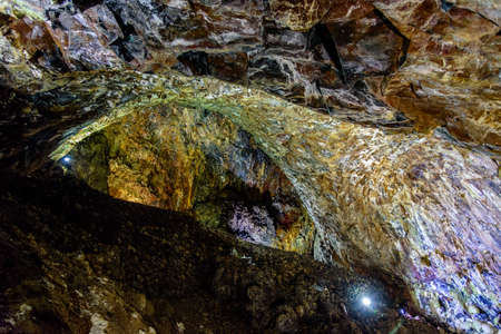 view of the cave algar do cavalho an hole in the heart of the earth. terceira, azore, portugal
