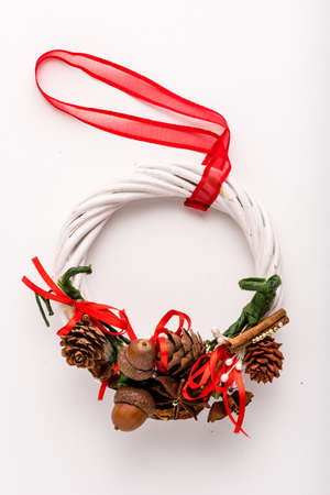 christmas garland isolated on white background. vertical compositionの写真素材
