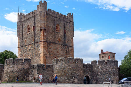 Braganca Medieval Castle. View of the walls and beyond the Castle of Braganca, a medieval fort, located in the historic center of Braganca, Portugalのeditorial素材