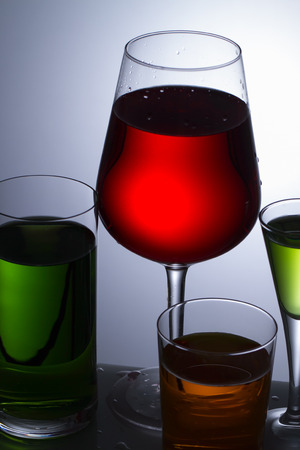 Colors of alcohol in glassの写真素材