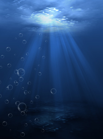 underwater scene with sunbeamsの写真素材