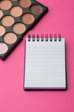 decorative cosmetics with notebookの写真素材