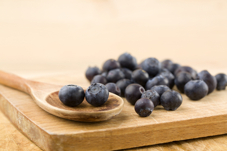 Blueberry on wooden tableの写真素材