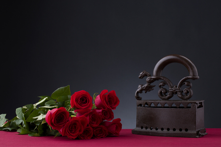 vintage iron and roseの写真素材