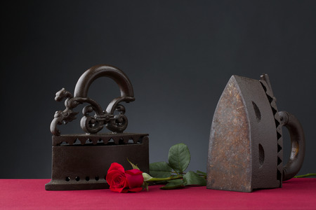 vintage iron and roseの写真素材