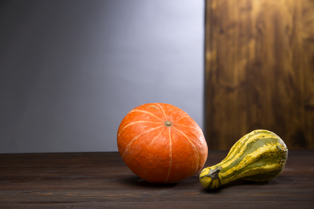 pumpkin on a wood backgroundの写真素材
