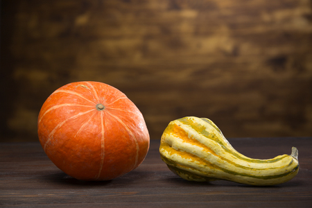 pumpkin on a wood backgroundの写真素材