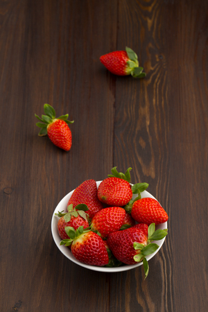 fresh strawberries in bowlの写真素材