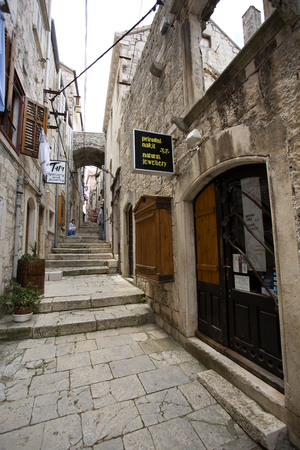 old town historic center in Korculaの写真素材