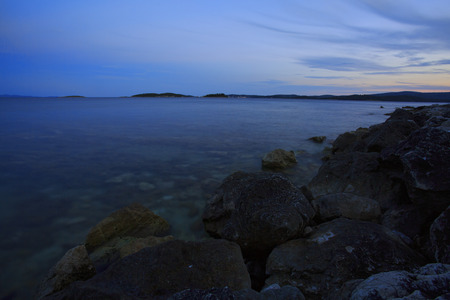 long exposure of sea and rocksの写真素材