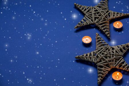 blue background with christmas decoration