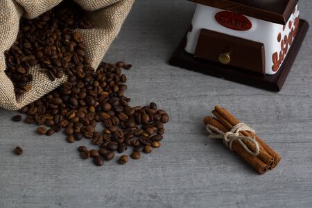 Coffee mill with Coffee beansの写真素材