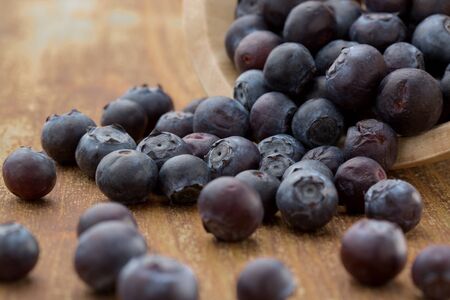 Blueberry on a  wooden backgroundの写真素材
