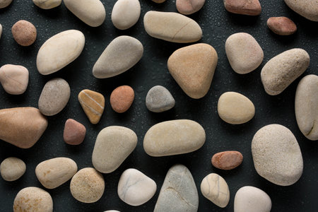 colorful sea pebbles with water dropsの写真素材