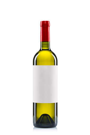 white wine bottles on white backgroundの写真素材