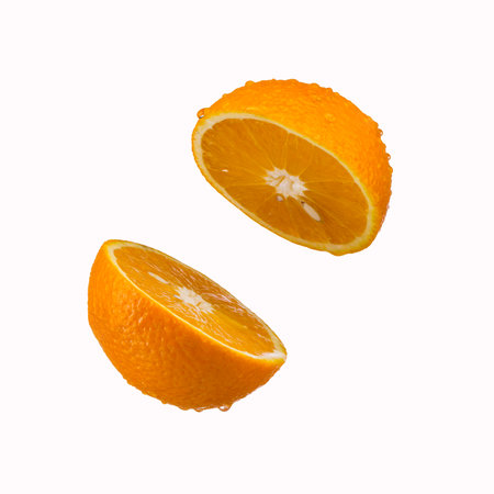 orange sliced on white  backgroundの写真素材