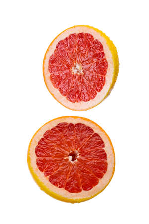 Grapefruit half isolated on white backgroundの写真素材