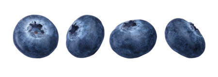 Blueberries set isolated on white backgroundの写真素材