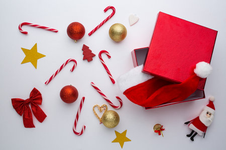 Christmas background with decorative candiesの写真素材