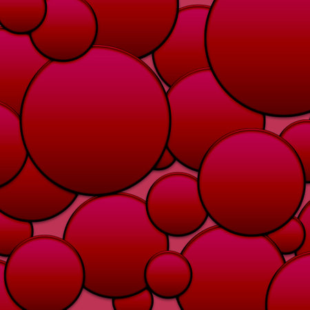 Red circles on a pink background. Seamless vector pattern.の写真素材