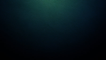 A close view of dark leather shows a smooth surface with light reflections creating subtle patterns. The setting is neutral, highlighting the texture and color of the material.の写真素材