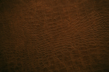 The surface shows a rich brown color with a crocodile skin pattern. The light creates shadows that...