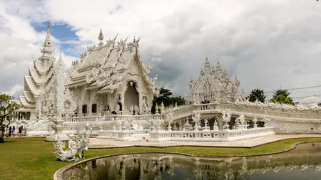 Chiang Rai, Thailand - 01 August 2017: the beautiful White Temple (Wat Rong Khun) of Northern Thailand.のeditorial素材
