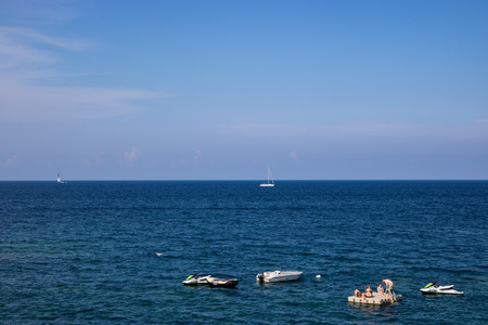 SLIEMA, MALTA - AUGUST 05, 2018: people relaxing in the sea in Malta in a summer day.のeditorial素材