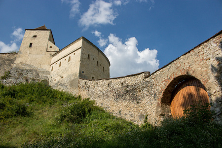 RASNOV, ROMANIA - AUGUST 15, 2018: detail of the historic citadel of Rasnov in Transylvania, Romania.のeditorial素材