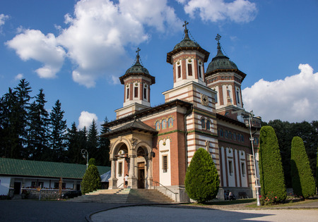 SINAIA, ROMANIA - AUGUST 16, 2018: view of Sinaia Monastery, Romania.