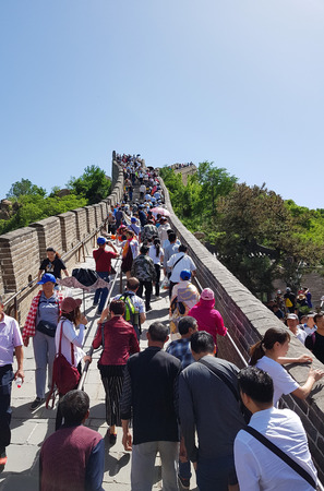 Beijing, China - May 27, 2018: people are climbing the Great Wall in China.のeditorial素材