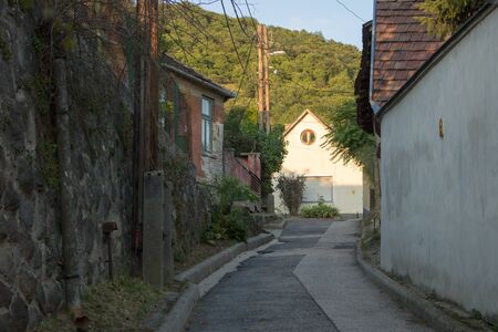 A street and buildings in Visegradのeditorial素材