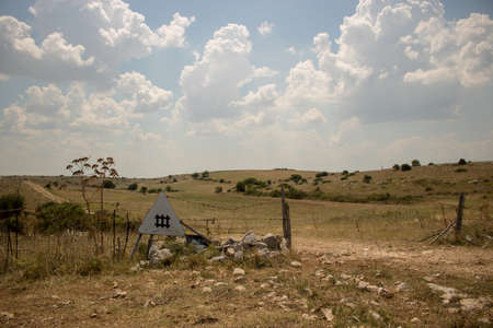 Matera, Italy - August 10, 2020: landscape in Parco della Murgia Materana, Italy. View of nature and sky.のeditorial素材