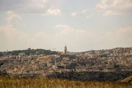 Matera, Italy - August 10, 2020: view of city of Matera in summer time, Italy.のeditorial素材