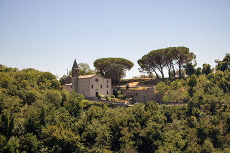 Pitigliano, Italy - July 14, 2022: view of Church of the Madonna delle Grazie.