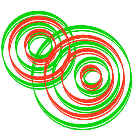 Red and green circles on a white backgroundの写真素材