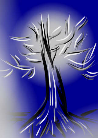 Black and white tree on an abstract backgroundの写真素材