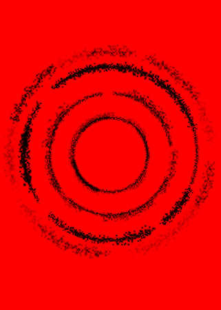 Black circles with stars on a red backgroundの写真素材
