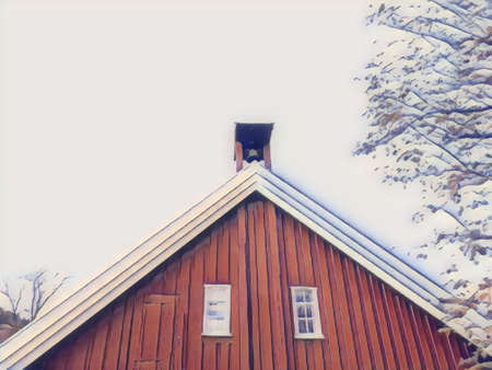 old wooden house on a white background - BÃ¦rums Verk