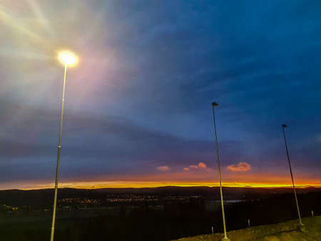 lantern on the background of the rising sun - Sandeの写真素材