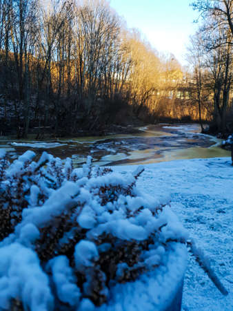 winter landscape with a river - Lilleakerの写真素材