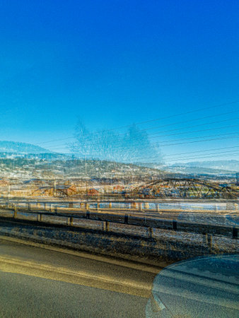 abstract landscape with bridges in the background - Drammenの写真素材